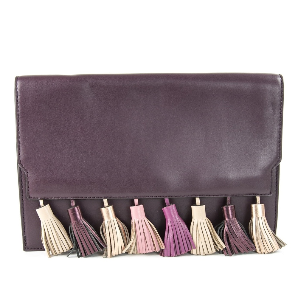 Rebecca Minkoff leather tassel clutch purse